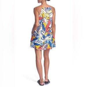 Corey Lynn Calter Harper Ruffle Neck Dress in Leaf Collage Size Small